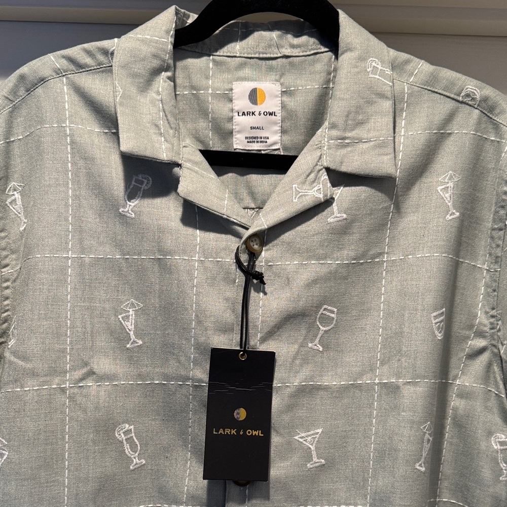 Lark & Owl Sage Green Cocktails Men's Shirt